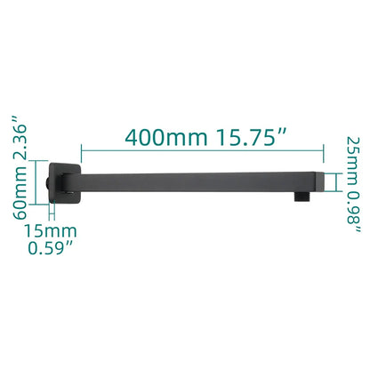 Ciencia 304 Stainless Steel Square Shower Arm G1/2 Bathroom Shower Arm Wall Mounted for Fixed Rain Shower Head