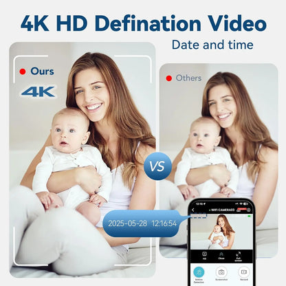 4K Camera WiFi Wireless Remote Monitor Remote Security Detecting Camcorders Security Protection Indoor Real-Time Surveillance