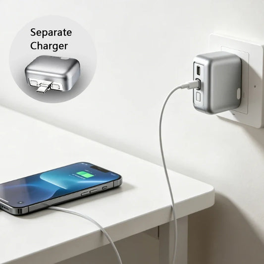 1pcs  Power Bank with Separate Charger Plug,Fast Charging Portable Charger with Built-in Cable,Intelligent Battery Detection