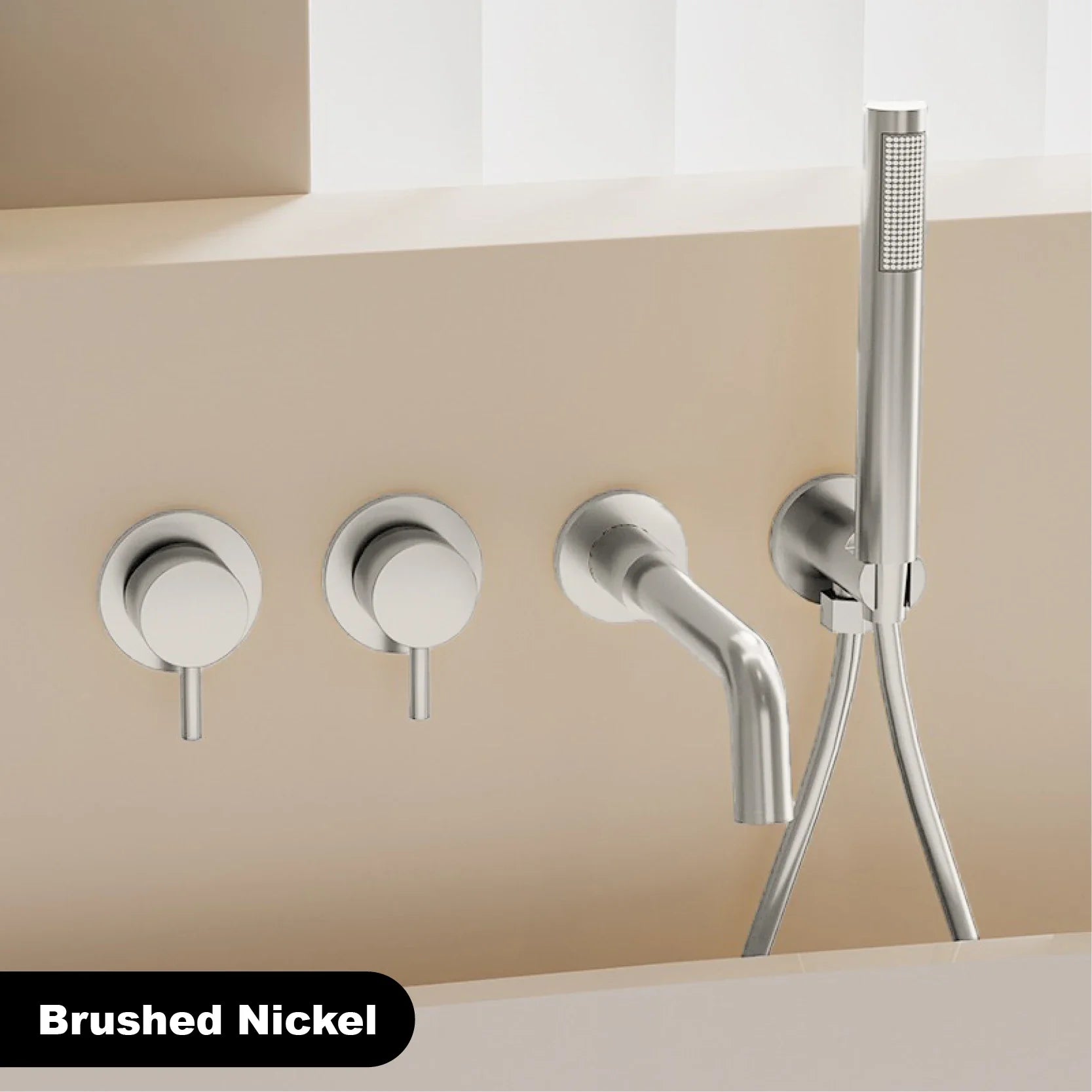 Bathroom Minimalist Gun Gray Brass Wall Mounted Bathtub Faucet with Dual Handles for Hot & Cold Water Dual Function Shower Mixer