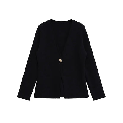 Casual Knitted Cardigans Women Elegant V-neck Loose Long Sleeve Sweaters 2025 Spring All-match Street Lady Outwear Lady Tops