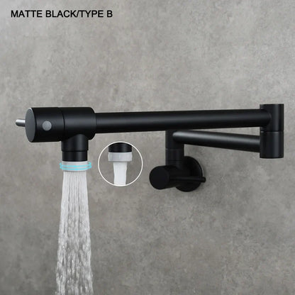 Brass Pot Filler Tap Wall Mount Foldable Kitchen Faucet Single Cold Single Hole Sink Tap Rotate Folding Spout Chrome Gold Black