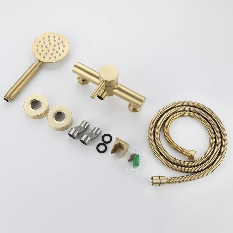 Brushed Gold Bathroom Shower Faucet Set Wall Mounted Shower Faucet, Bathroom Cold and Hot Bath and Shower Mixer Taps Brass