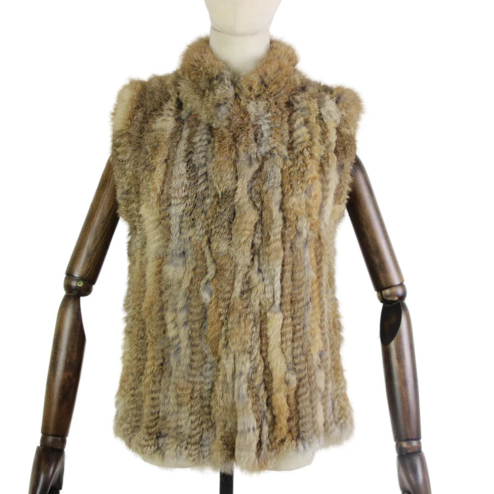 17 colors woman girl real rabbit fur vest jacket spring winter warm genuine rabbit fur knit coat vest black beige