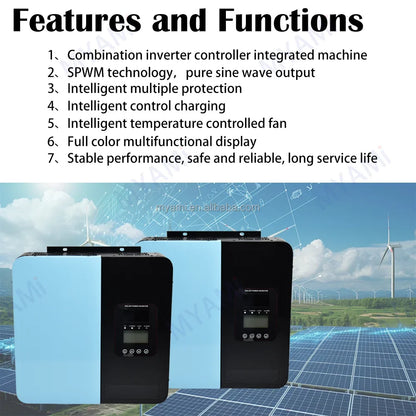 Adjustable  New Product 5kw 24v 48v60v 72v 90v 60a Pure Sine Wave Power Solar Inverter Controller For Off-grid System Household