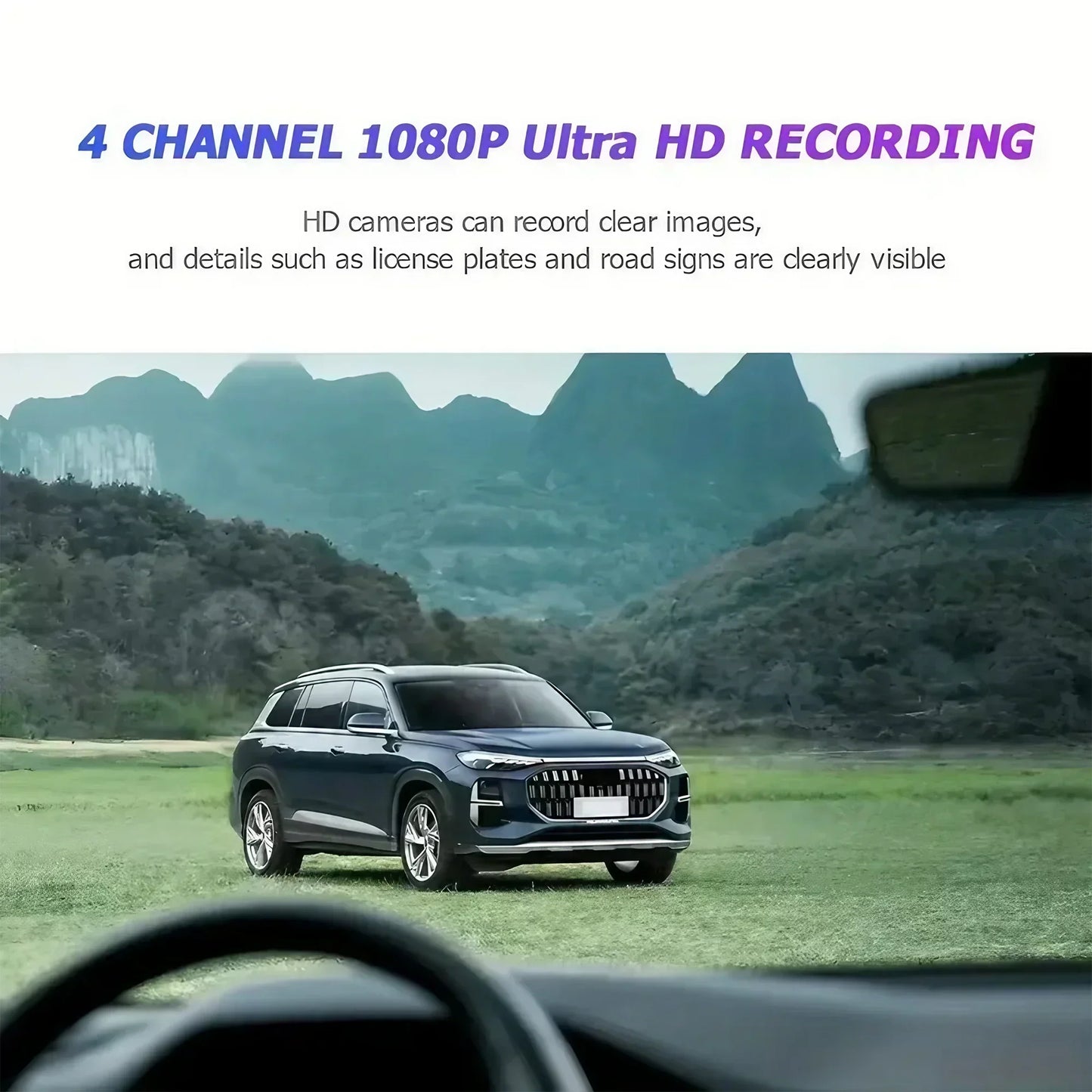 3Camera Car Recorder 1080P HD with Night Vision Parking Monitoring IPS Screen Front Rear Inside Dash Cam Support Laptop Computer