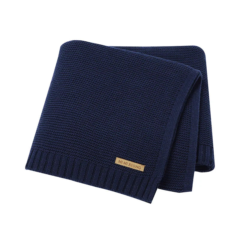 Baby Blankets Newborn Dual-Use Solid Color Knitted Stroller Basket Swaddle Wrap Quilts Cover 100*80cm Toddler Throwing Play Mats