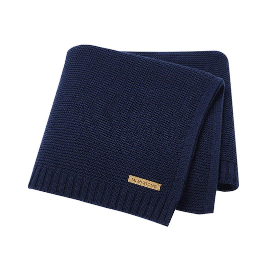 Baby Blankets Newborn Dual-Use Solid Color Knitted Stroller Basket Swaddle Wrap Quilts Cover 100*80cm Toddler Throwing Play Mats
