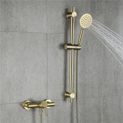 Brushed Gold Bathroom Shower Faucet Set Wall Mounted Shower Faucet, Bathroom Cold and Hot Bath and Shower Mixer Taps Brass