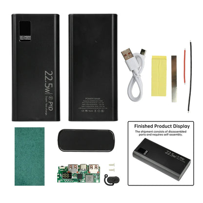 DIY Shell 1260110 Battery Holder Power Bank Case Dual USB Mobile Phone Charger TypeC 20000mAh Battery Storage Box Detachable