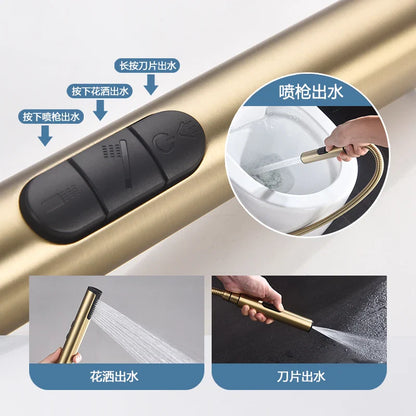 Brass Bidet Faucet 304Stainless Steel Portable Toilet Bidet Sprayer Set Toilet Faucet Hygienic Shower Hot Cold Water Shoer Head