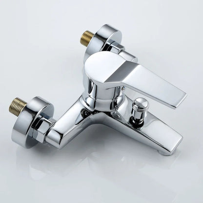Chrome Plated Wall Mounted Hot and Cold Faucet with Adjustable Dual Nozzles Suitable for Bathroom Household Shower Mixer Tap