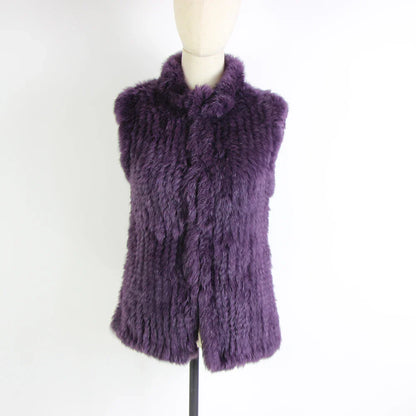 17 colors woman girl real rabbit fur vest jacket spring winter warm genuine rabbit fur knit coat vest black beige