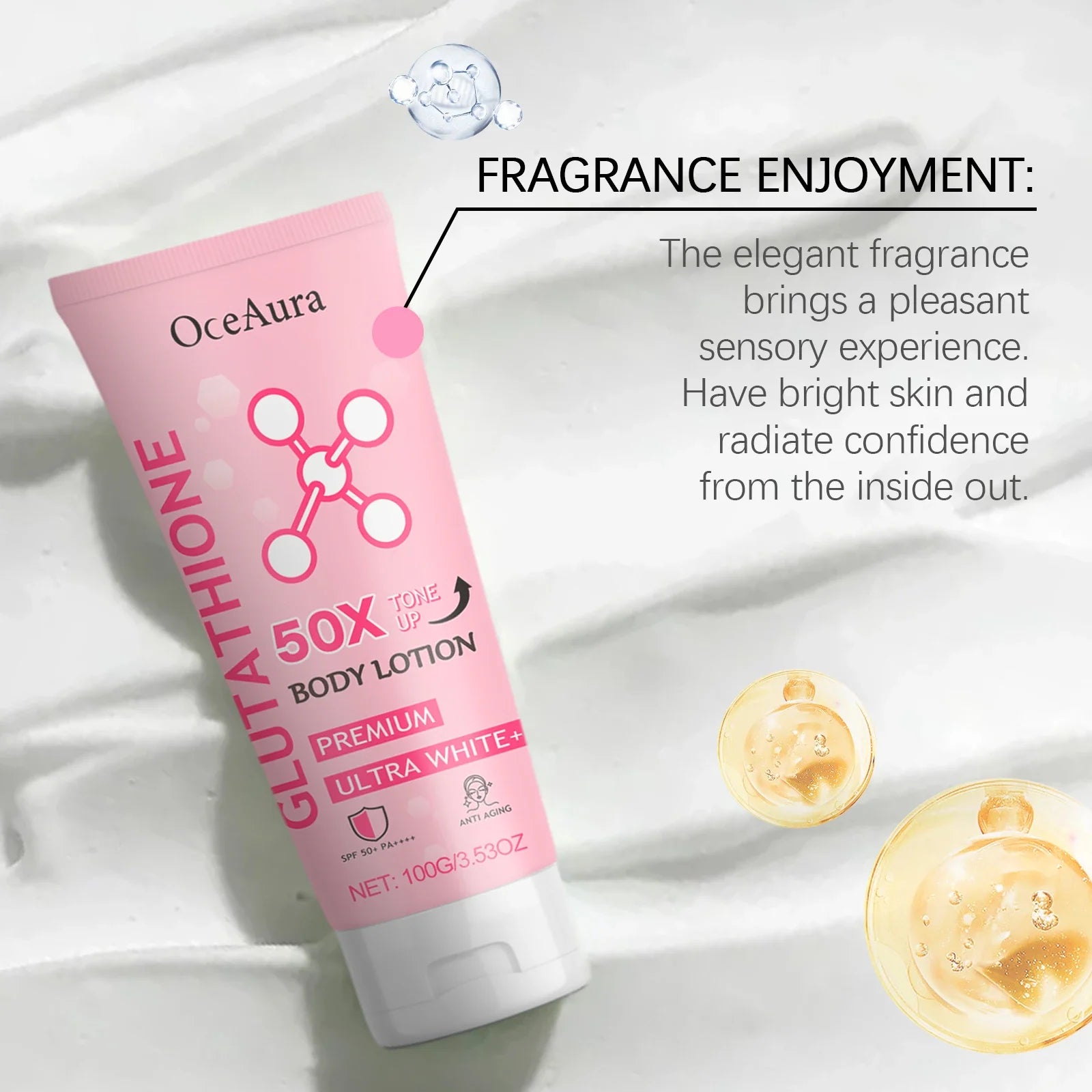 100G Glutathione Body Cream Daily Moisturizing Nourishing Brightening Tone Lasting Fragrance Improve Dullness Smooth Body Lotion