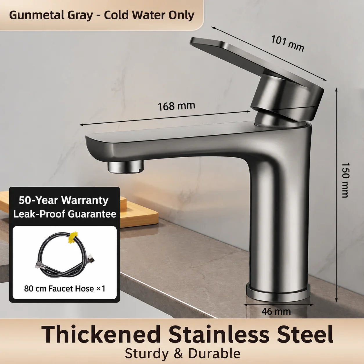 304 Stainless Steel Bathroom Sink Faucet Hot Cold Mixer Tap Single Handle Washbasin Faucet for Vanity