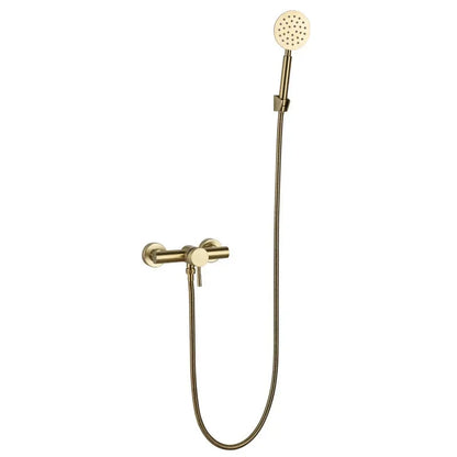 Brushed Gold Bathroom Shower Faucet Set Wall Mounted  ,  Cold and Hot Bath and  Mixer Taps Brass