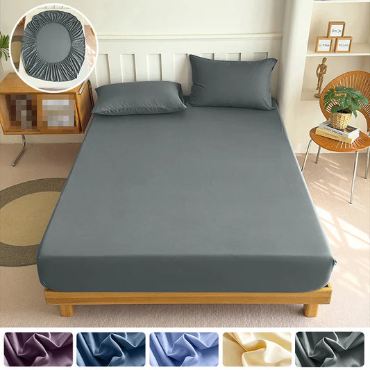90/120/150/180x200 Fitted Bed Sheet With Elastic Band Solid Color Mattress Covers Protector Single Double King Beds 100% Polyest
