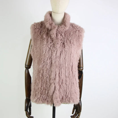 17 colors woman girl real rabbit fur vest jacket spring winter warm genuine rabbit fur knit coat vest black beige