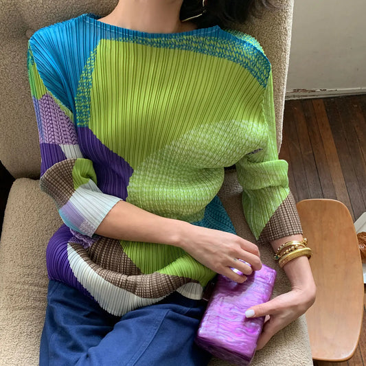 2025 New  blocked Bottom Shirt for Women, Spring and Autumn Design, Korean  Round Neck Slim fit Long sleeved T-shirt Top