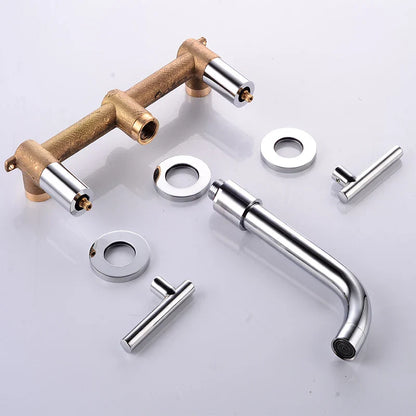 BAKALA Brass Matte Black Bathroom Sink Faucet Tap Hot Cold Wash Basin Water Swivel Spout Wall Mounted Bath Mixer