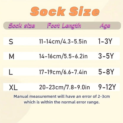 5 Pairs of Children's Floor Socks with Cartoon Stripes and Car Patterns, Adhesive Dots, for Boys and Girls, Baby Toddler Soft-Soled Indoor Non-Slip Japanese-Style Versatile Mid-Calf Socks, Suitable for Casual Daily Life