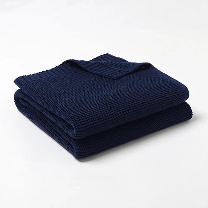 Baby Blankets Newborn Dual-Use Solid Color Knitted Stroller Basket Swaddle Wrap Quilts Cover 100*80cm Toddler Throwing Play Mats