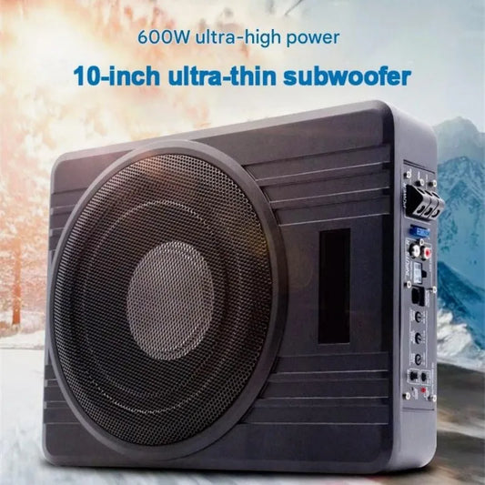 10-inch car subwoofer, 600-watt high-power aluminum alloy speaker, under-seat bass unit modification, ultra-thin amplifying subw