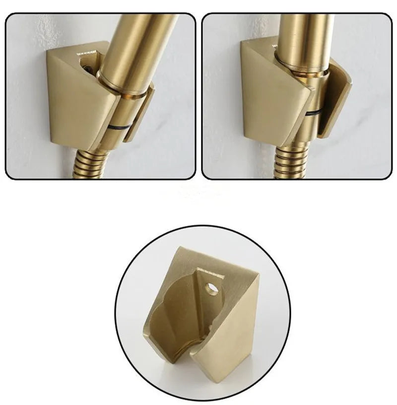 Brushed Gold Bathroom Shower Faucet Set Wall Mounted Shower Faucet, Bathroom Cold and Hot Bath and Shower Mixer Taps Brass