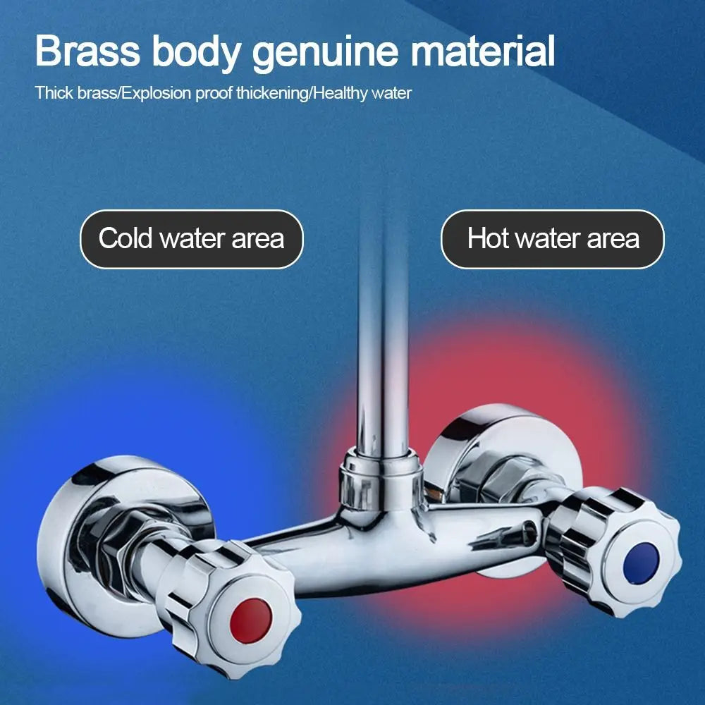 Durable Metal Out Water Inlet Valve Double Control Hot and Cold Double Shower Faucet Valve Wall Mounted Diverter Valve