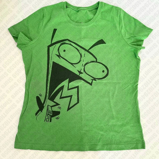 90s Streetwear Green Goth Baby Tees Y2K Tops Harajuku  Letter Print Graphics Kawaii Short Sleeve T-shirts  E-girl Slim Crop Tops
