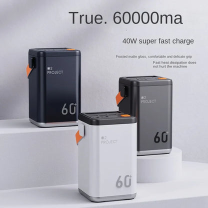 60000mAh 100000mah  power bank, 40W super fast charge, outdoor 220v mobile emergency backup power supply, ultra-large capacity