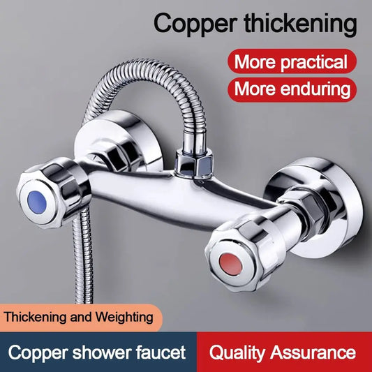 Durable Metal Out Water Inlet Valve Double Control Hot and Cold Double Shower Faucet Valve Wall Mounted Diverter Valve