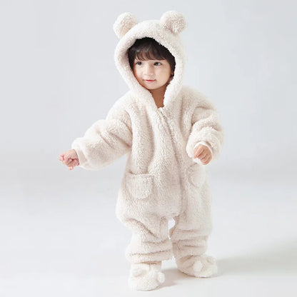 Baby Rompers Newborn Baby Boys Fleece Cotton Jumpsuit For Baby Girls Hooded Romper Infant Christmas Costumes 0-18M
