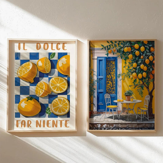 1/2pcs Italian Landscapes Lemon Tree Prints Poster Modern Cottagecore Canvas Painting for Spring Wall Art Home Decor-unframed