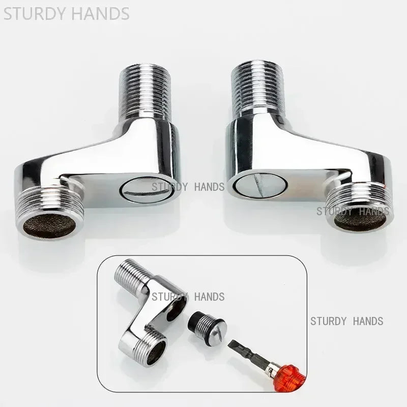 2Pcs Shower Faucet Curved Foot Adjustable Adapter Solid Brass Wall Mounted Replacement Angle Valve Kitchen Bathroom Accessories