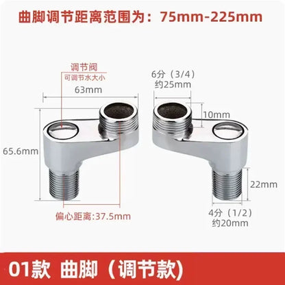 2Pcs Shower Faucet Curved Foot Adjustable Adapter Solid Brass Wall Mounted Replacement Angle Valve Kitchen Bathroom Accessories