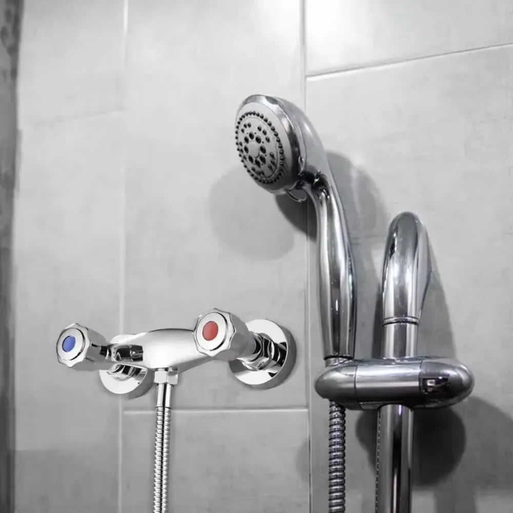 Durable Metal Out Water Inlet Valve Double Control Hot and Cold Double Shower Faucet Valve Wall Mounted Diverter Valve