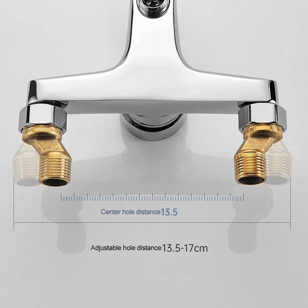 Chrome Plated Wall Mounted Hot and Cold Faucet with Adjustable Dual Nozzles Suitable for Bathroom Household Shower Mixer Tap