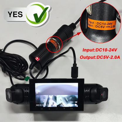 Car Dash Cam 4 Channel Black Box Driving Camera FHD 1080P Front Left Right Rear Night Vision Loop Recording add Hardwire kit