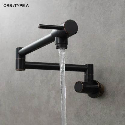 Brass Pot Filler Tap Wall Mount Foldable Kitchen Faucet Single Cold Single Hole Sink Tap Rotate Folding Spout Chrome Gold Black