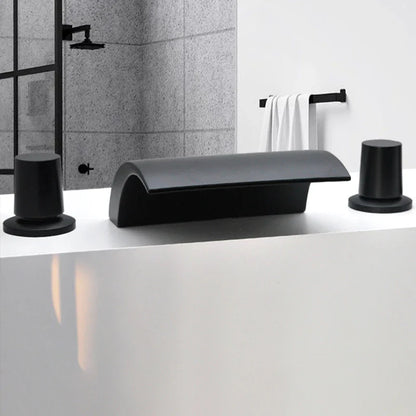 3PCS Bathroom Bathtub Faucet Basin Faucet Deck Mounted  Spa Tub Mixer Tap Cold Hot Mixer Waterfall  Matte Black or Gold Color