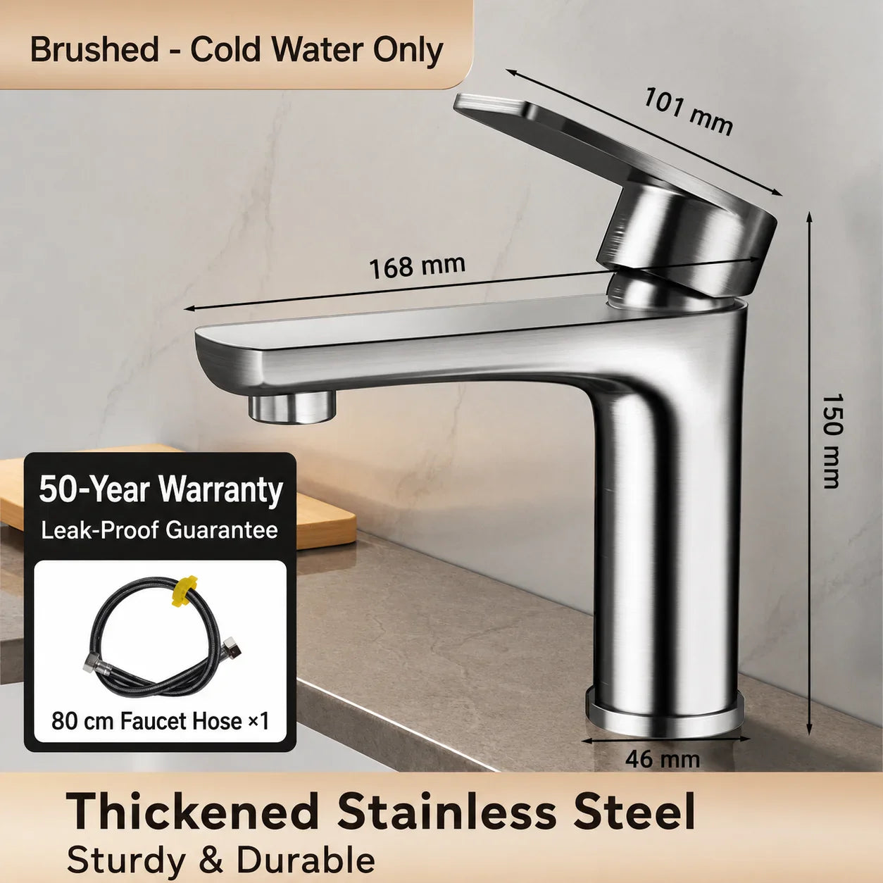 304 Stainless Steel Bathroom Sink Faucet Hot Cold Mixer Tap Single Handle Washbasin Faucet for Vanity