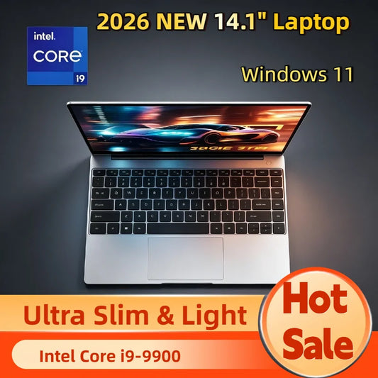 2026 NEW Intel Core i9 9900 14.1 Inch Laptop 32GB RAM 2TB SSD Windows 11 Ultra Slim Gaming Gamer Office Notebook 1920x1080