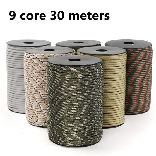 30M 550 Military Standard 9-Core Paracord Rope 4mm Outdoor Parachute Cord Survival Umbrella Tent Lanyard Strap Clothesline