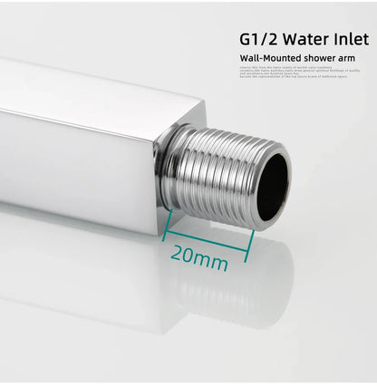 Ciencia 304 Stainless Steel Square Shower Arm G1/2 Bathroom Shower Arm Wall Mounted for Fixed Rain Shower Head