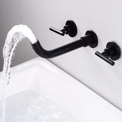 BAKALA Brass Matte Black Bathroom Sink Faucet Tap Hot Cold Wash Basin Water Swivel Spout Wall Mounted Bath Mixer