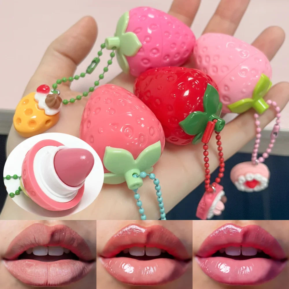 4-Color Random Sending Strawberry Lip Gloss Lipstick Moisturizing Winter Antifreeze Anti Crack Moisturizing Lasting lip balm