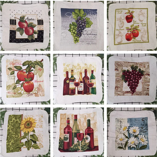 5Pcs Random 20x20cm Small Square Tea Towels Terry Cotton Printed Absorbent Kitchen Dishcloth Party Gift