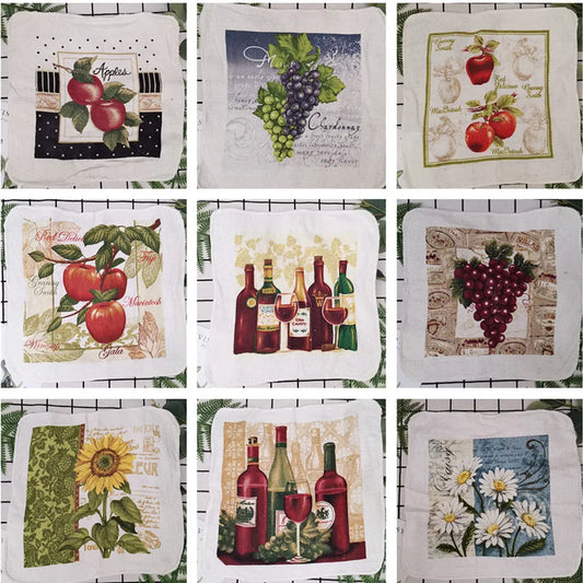 5Pcs Random 20x20cm Small Square Tea Towels Terry Cotton Printed Absorbent Kitchen Dishcloth Party Gift
