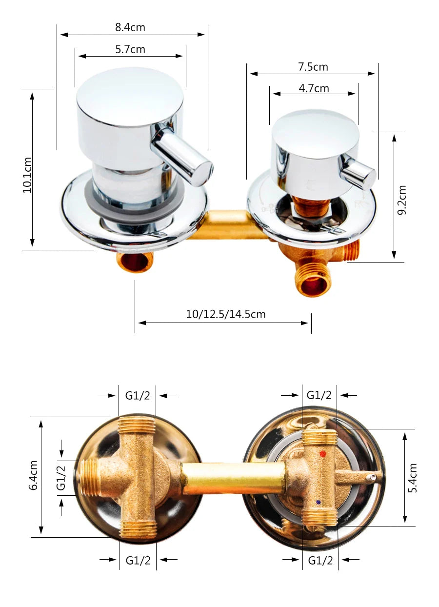 2/3/4/5 Ways Water Outlet Screw Thread Center Distance 10cm  Mixing Valve Brass Bathroom Shower Mixer Faucet Tap Cabin